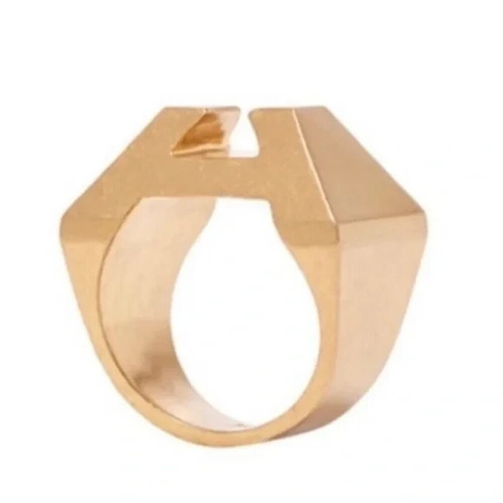 India Hicks Heritage Ring M/L 7-7.5 Womens Gold Geometric Logo Jewelry